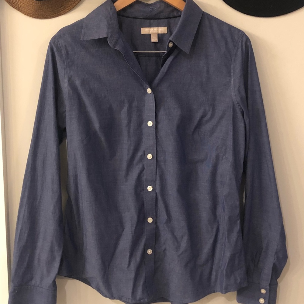 Dark Blue Chambray Style Banana Republic Shirt